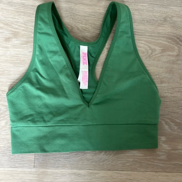 PINK by Victoria’s Secret Deep V Sports Bra — Forest Green - Picture 3 of 6
